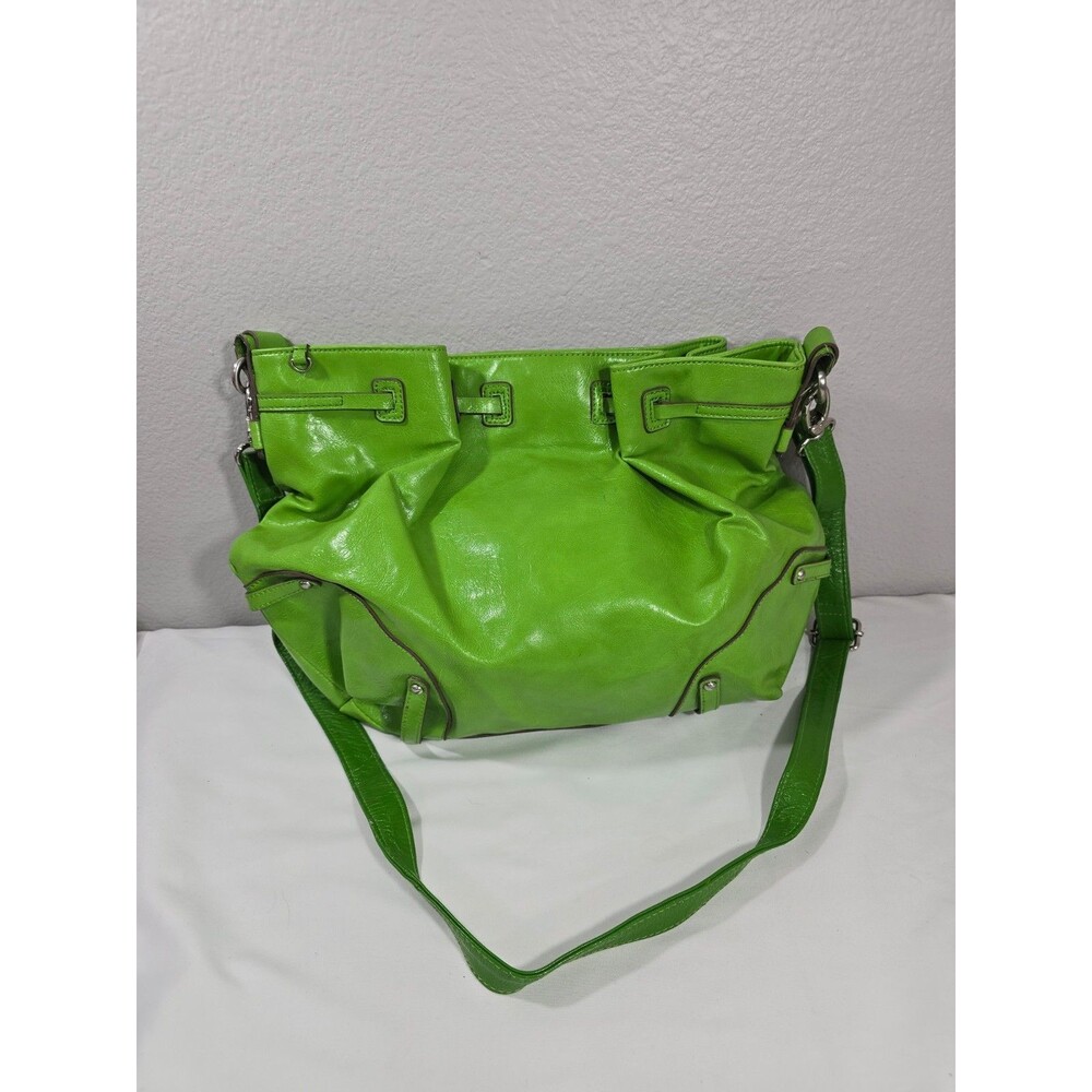 Jessica Simpson Large Green Cinched Hobo Purse Y2K Lime green shoulder bag